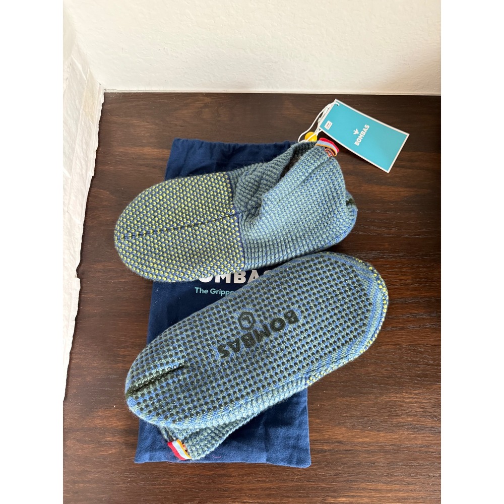 Bombas Gripper Slippers Moon Lagoon Blue Yellow Mens Large 10-12.5 NWT with Bag
